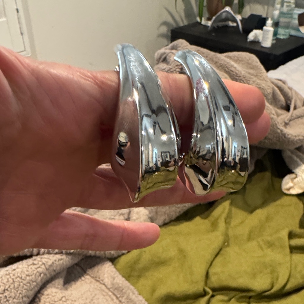 Chunky Silver Sculptural Cuff Earrings From Anthropologie